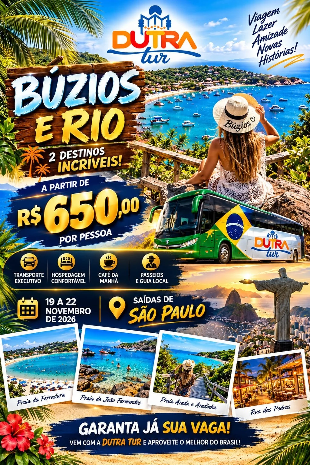 Anúncio do pacote Búzios e Rio da Dutra Tur
